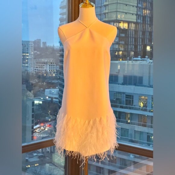 🆕 ALEXIS 🧿 NWOT Bristal Feather Trimmed Mini Dress, White, Sz S - Picture 9 of 16